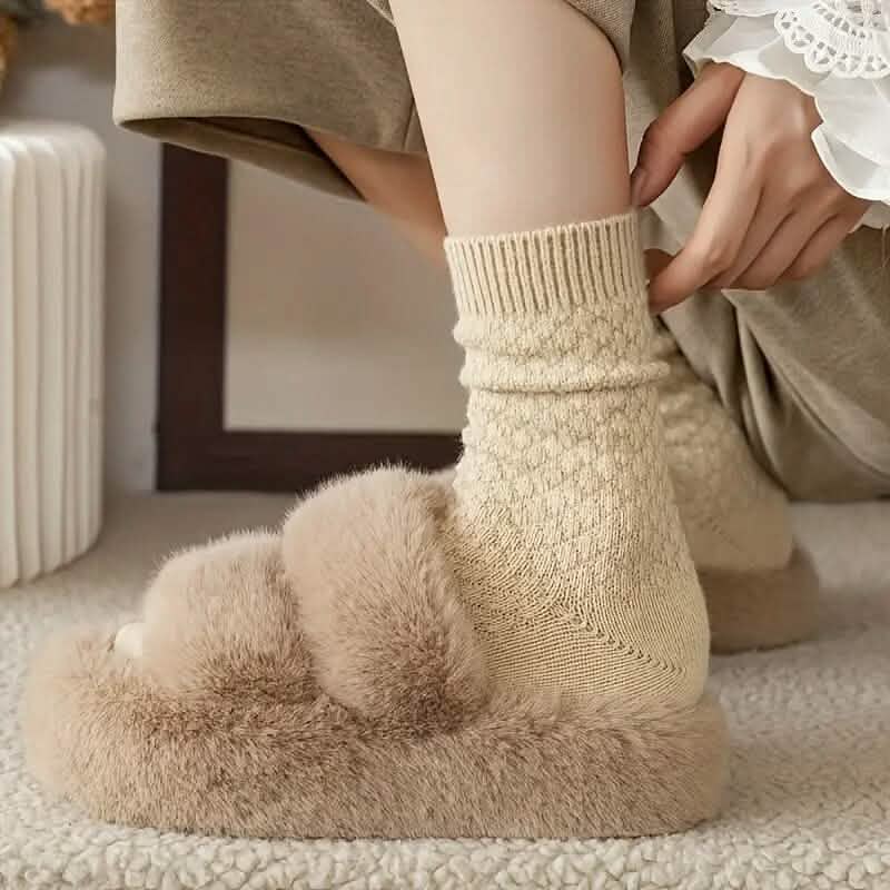 6-Pairs: Autumn and Winter Thick Warm Solid Socks by DailySale