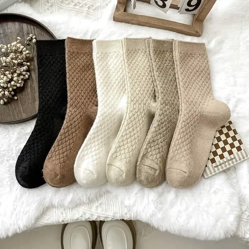 6-Pairs: Autumn and Winter Thick Warm Solid Socks by DailySale