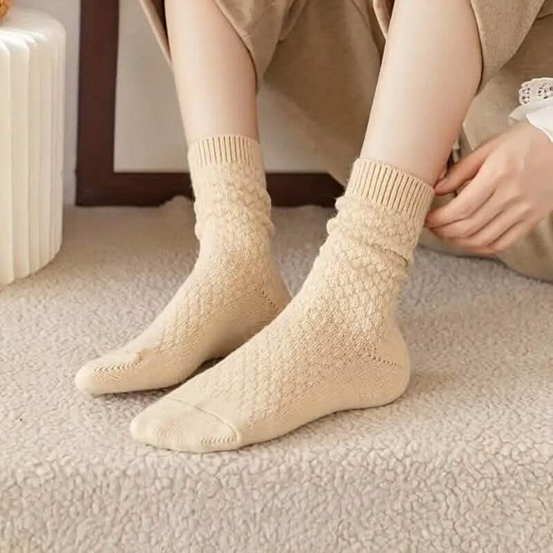 6-Pairs: Autumn and Winter Thick Warm Solid Socks by DailySale