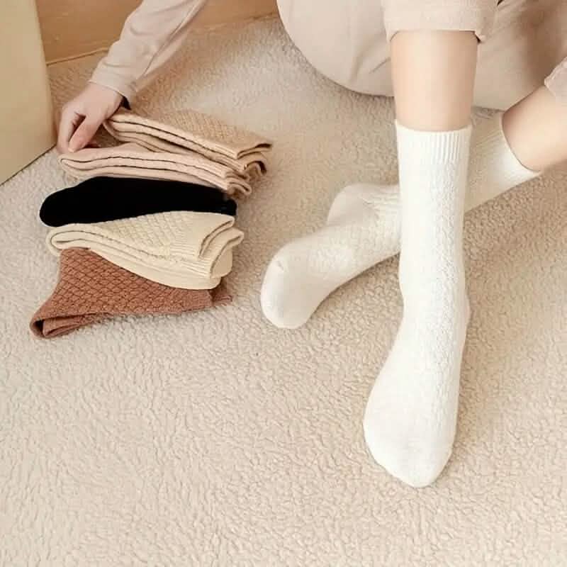 6-Pairs: Autumn and Winter Thick Warm Solid Socks by DailySale