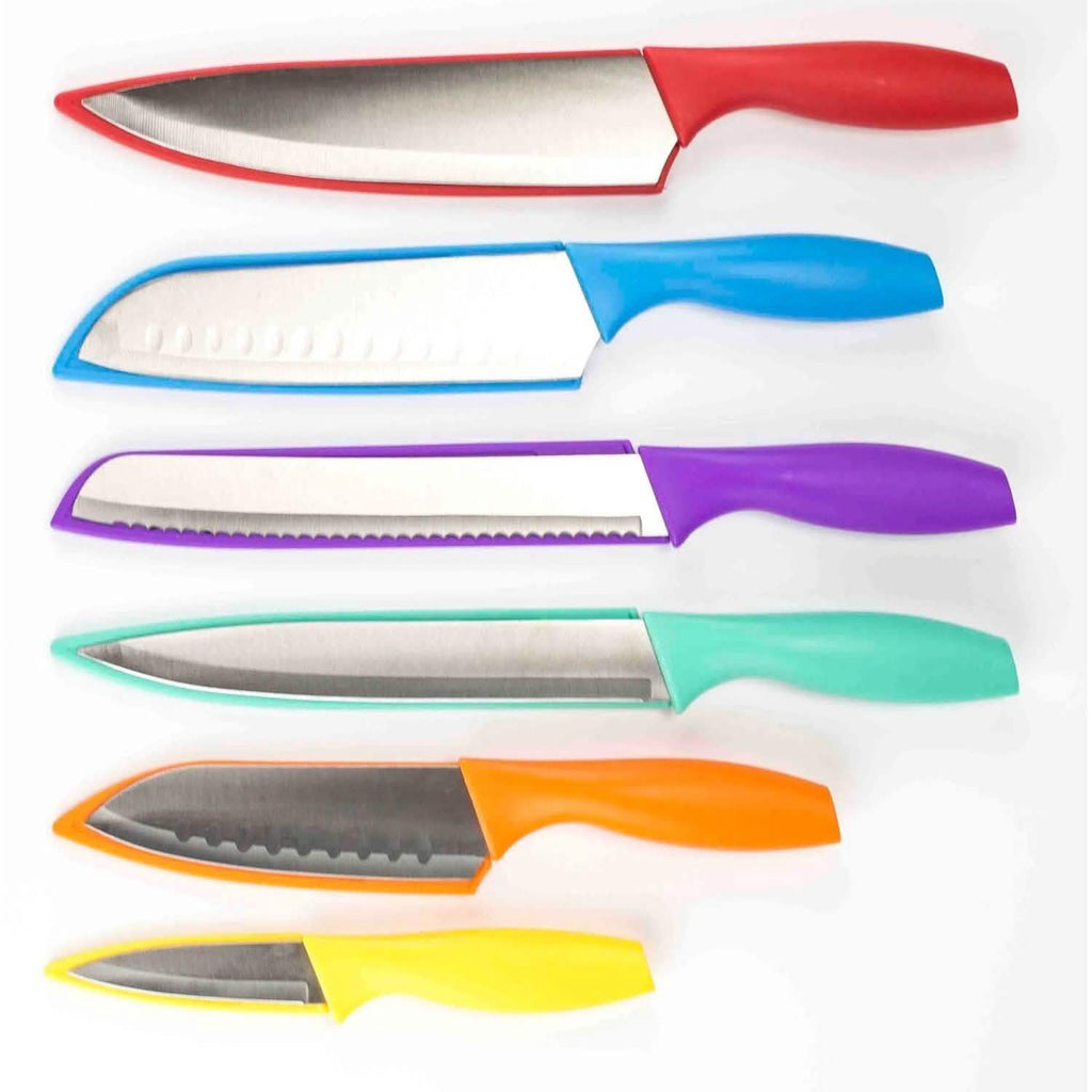 6-Piece Set: Sazon Stainless Steel Knife and Colorful Slip Covers by DailySale