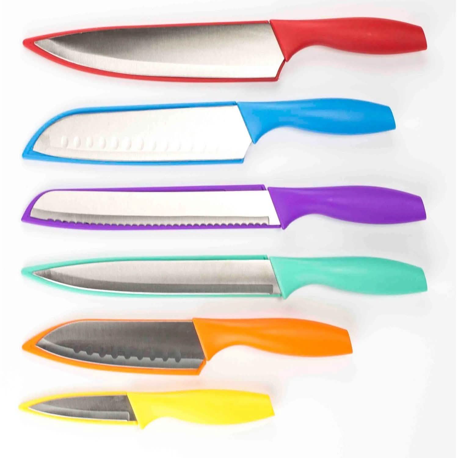 6-Piece Set: Sazon Stainless Steel Knife and Colorful Slip Covers by DailySale