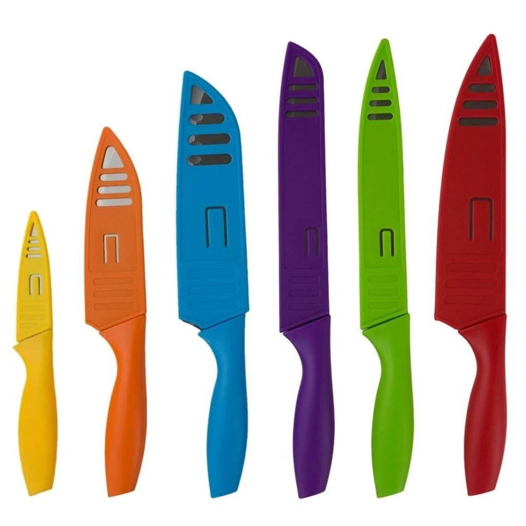 6-Piece Set: Sazon Stainless Steel Knife and Colorful Slip Covers by DailySale