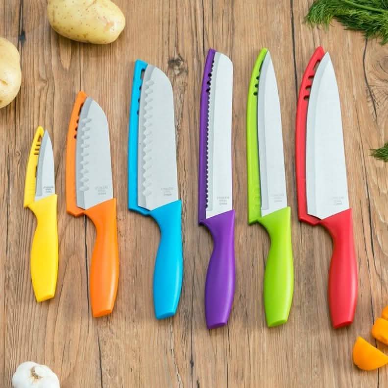 6-Piece Set: Sazon Stainless Steel Knife and Colorful Slip Covers by DailySale