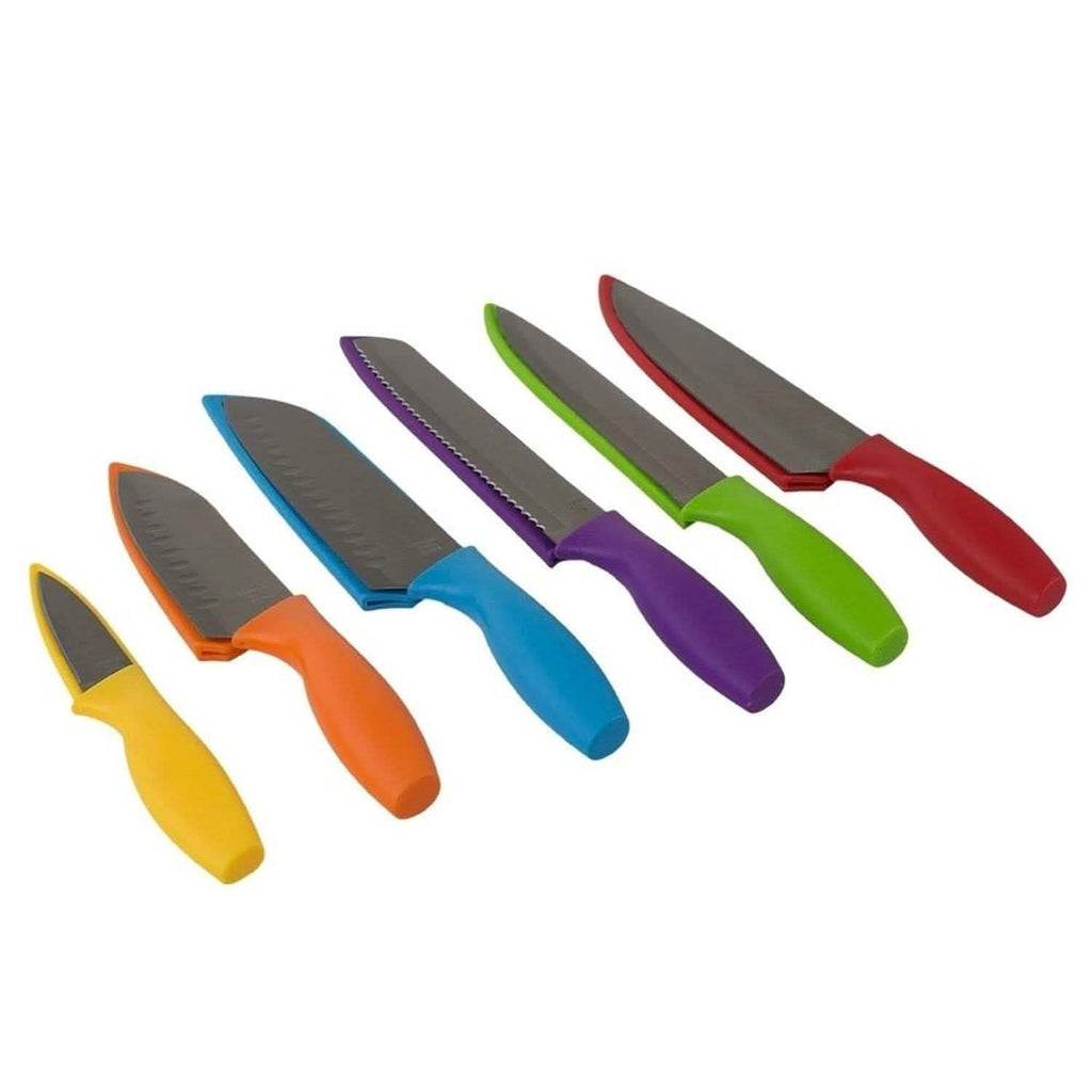 6-Piece Set: Sazon Stainless Steel Knife and Colorful Slip Covers by DailySale