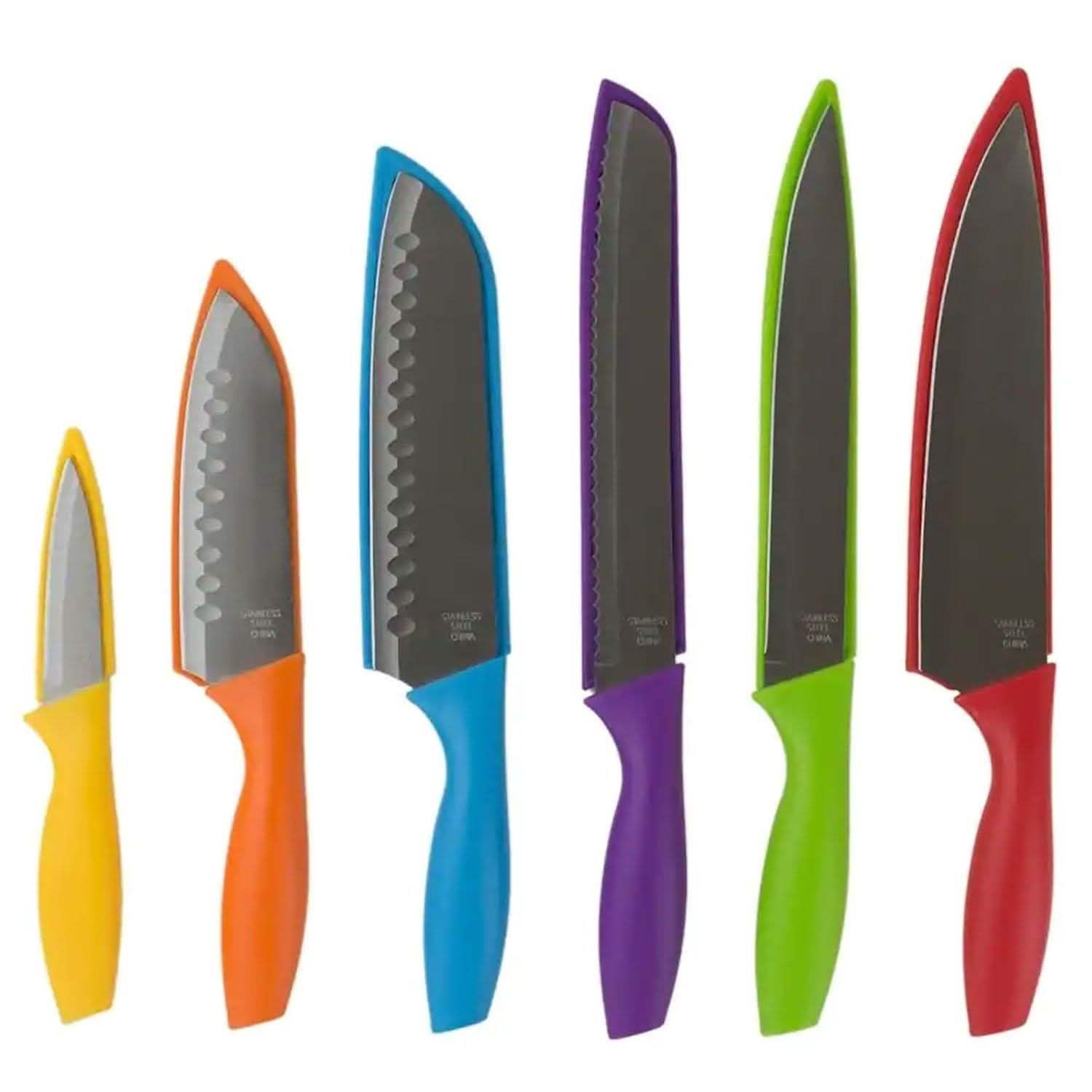 6-Piece Set: Sazon Stainless Steel Knife and Colorful Slip Covers by DailySale