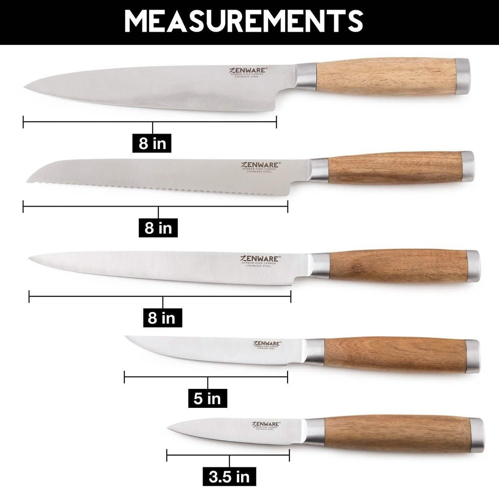 6-Piece: Zenware German Stainless Steel Kitchen Knives Set with Bamboo Magnetic Block by DailySale