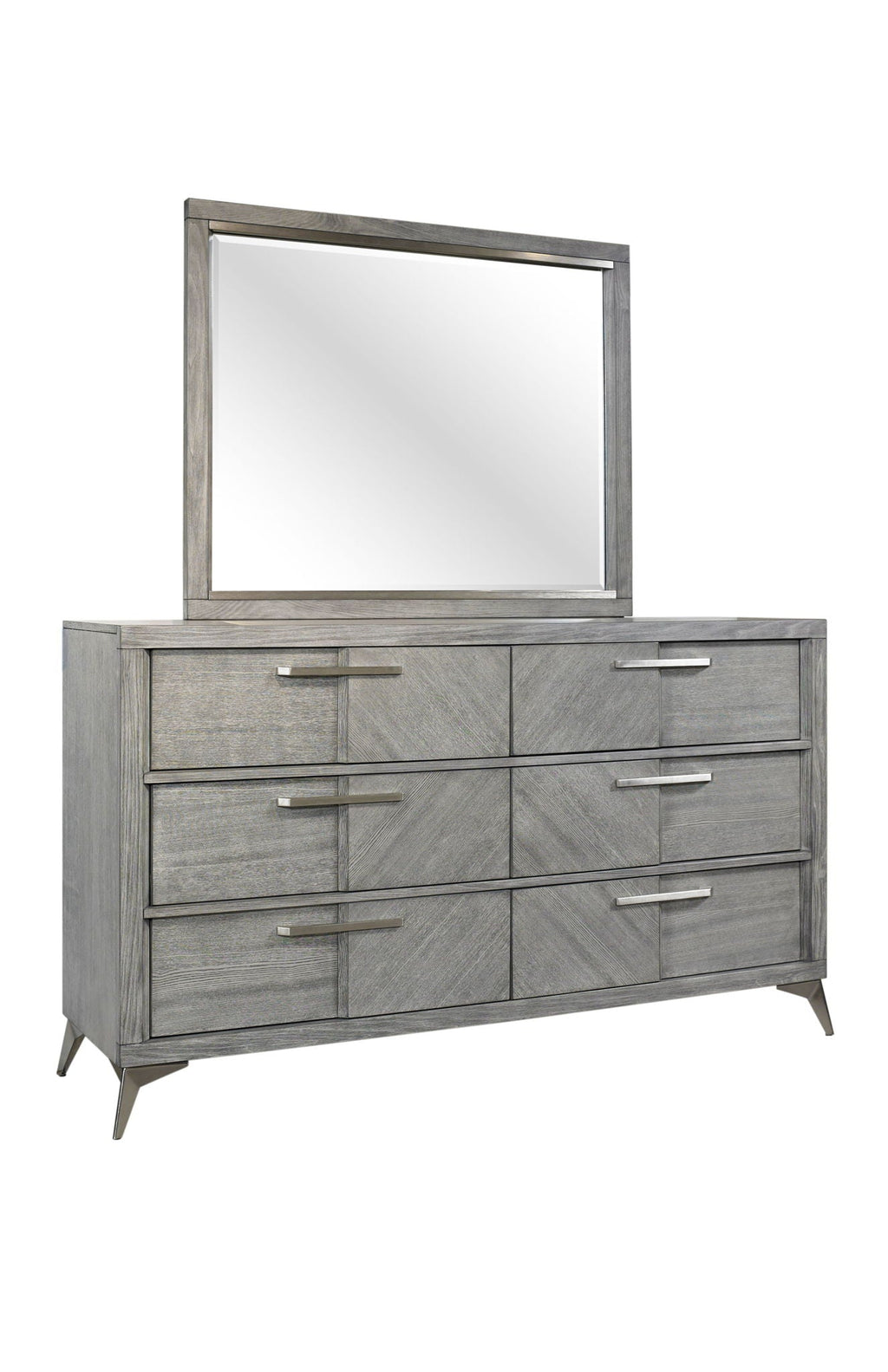 6 Drawer Dresser Book Matched Veneers - Gray by Unique Piece Furniture
