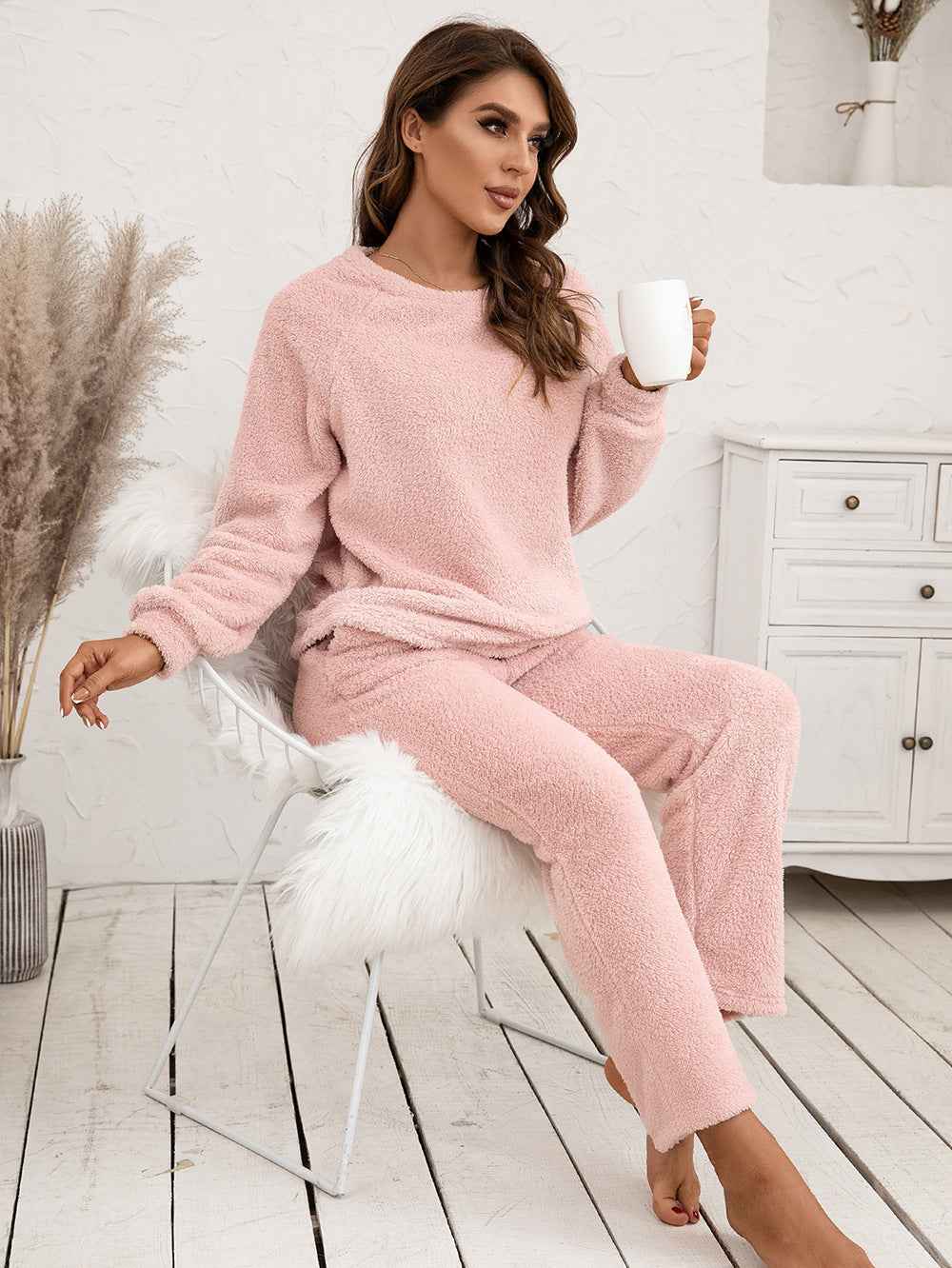 Ivy Lane Teddy Long Sleeve Top and Pants Lounge Set by Wild and Free Boutique