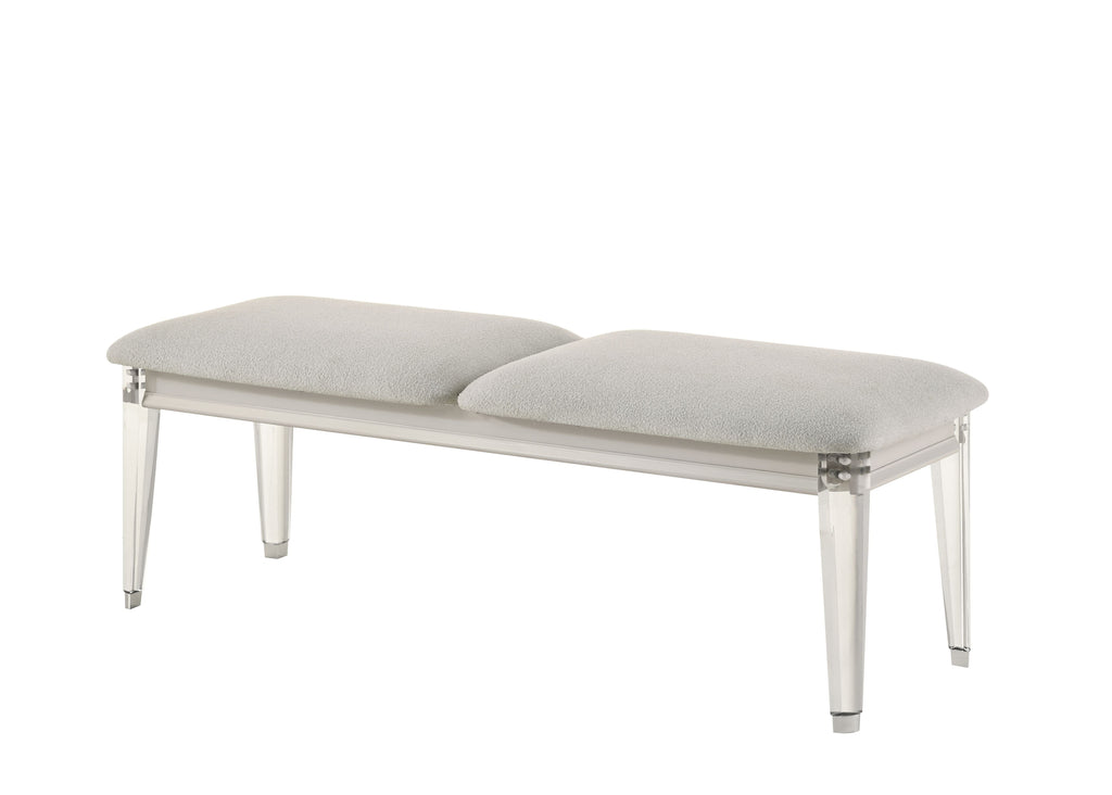 Laveda - Boucle Bench - Light Gray / White by Unique Piece Furniture