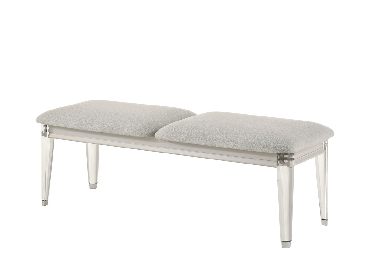 Laveda - Boucle Bench - Light Gray / White by Unique Piece Furniture