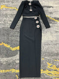 Hollow Diamond Long Sleeve Dress with Side Slit by Trendy Attic Store01