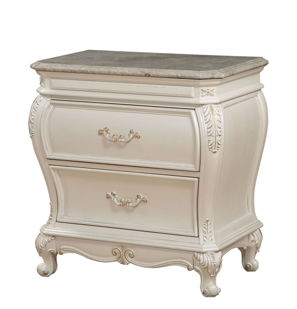 Chantelle - Nightstand With Granite Top - White by Unique Piece Furniture