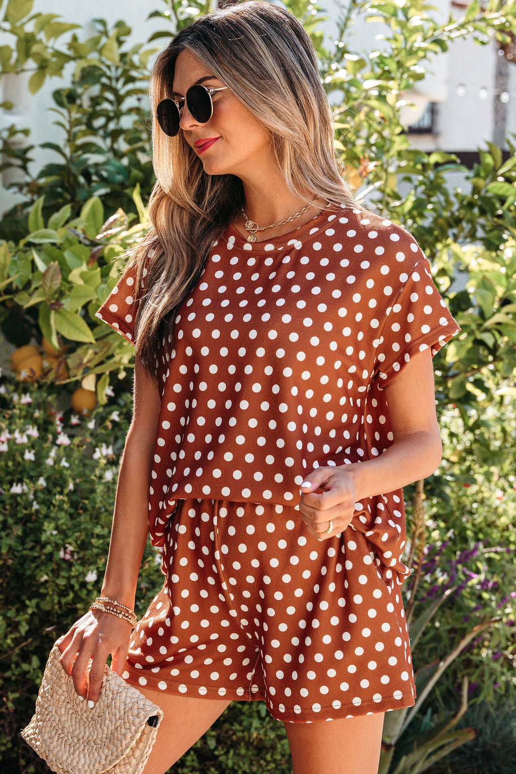 Purple Polka Dot Print Short Set by Wild and Free Boutique