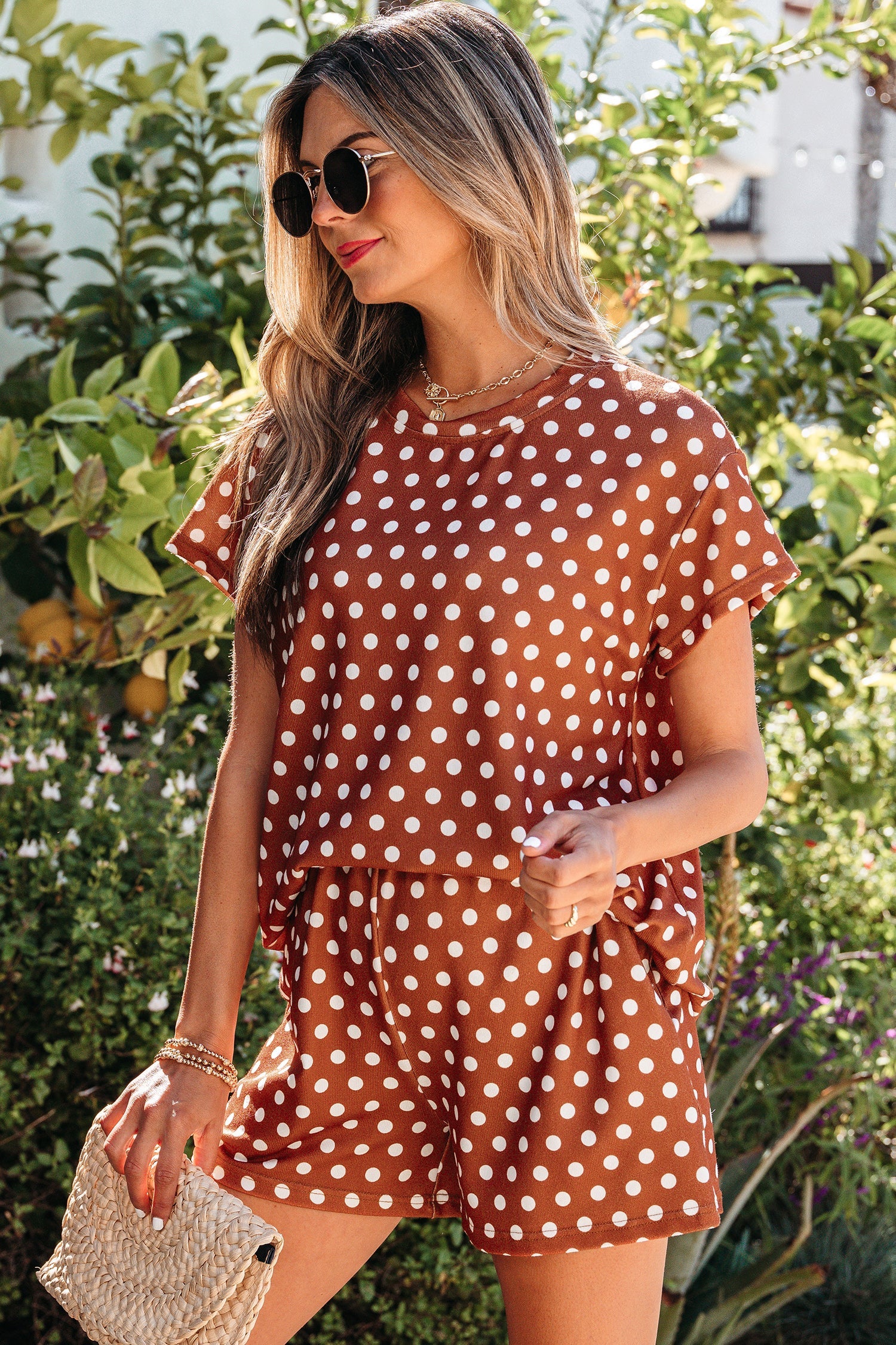 Purple Polka Dot Print Short Set by Wild and Free Boutique