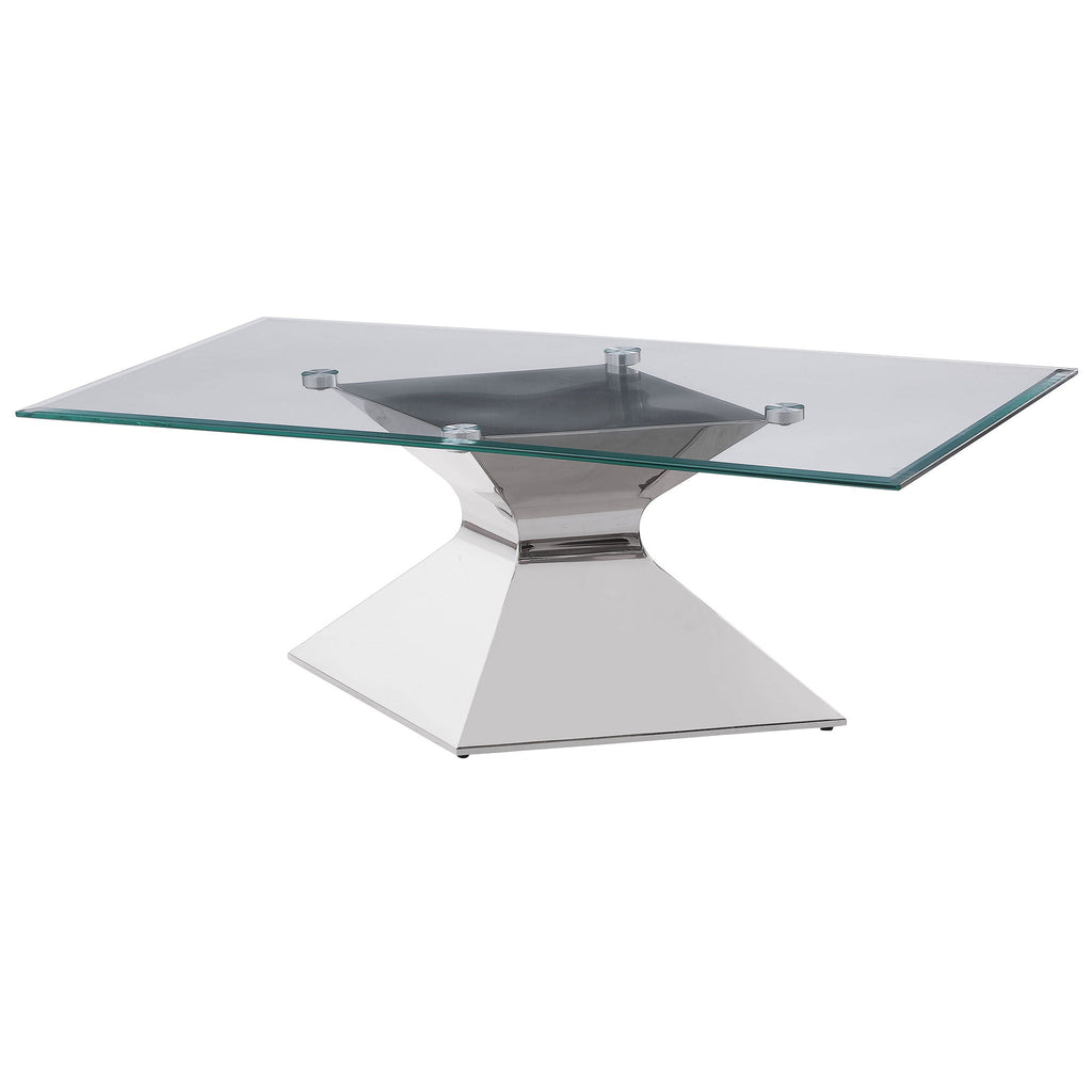 Jenny Glass Top Stainless Steel Coffee Table Chrome by Unique Piece Furniture