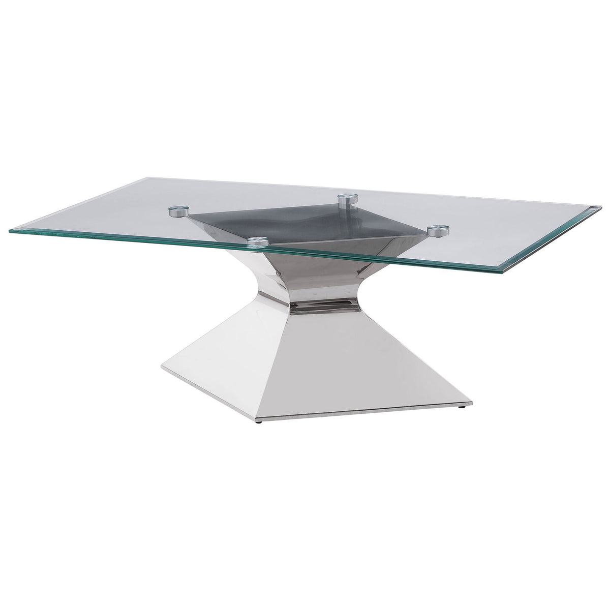 Jenny Glass Top Stainless Steel Coffee Table Chrome by Unique Piece Furniture