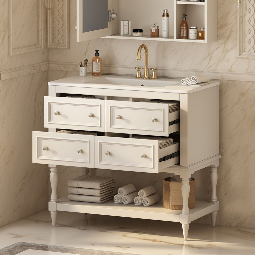 Bathroom Vanity Cabinet With Undermount Sink, 4 Drawer Set by Unique Piece Furniture