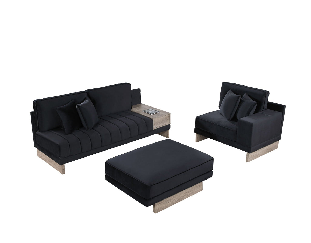 Memphis - Reversible Sectional Sofa Ottoman With Storage Compartment, Drawer, USB ports, Charging Outlets by Unique Piece Furniture