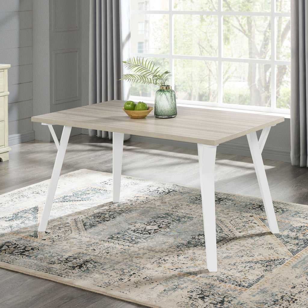 Roundhill - 5 Piece Dining Set, Dining Table With 4 Windsor Chairs - Brown / Antique White by Unique Piece Furniture