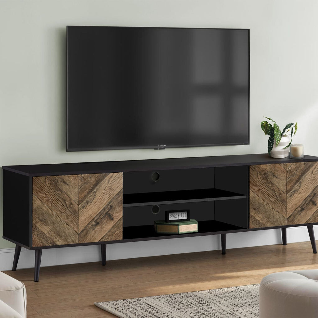 TV Stand, Console, Media Entertainment Center, Storage Cabinet, Modern Design - Black by Unique Piece Furniture