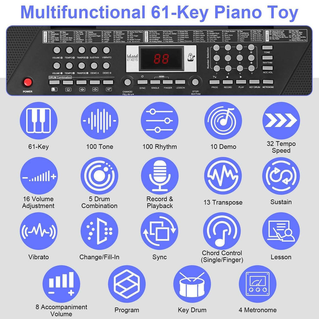 61 Keys Digital Music Keyboard Electronic Piano by DailySale
