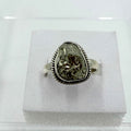 Sterling Silver Oval Pyrite Rope-Edge Ring – Size 8 – Protection, Confidence & Grounding by Sacred Crystals