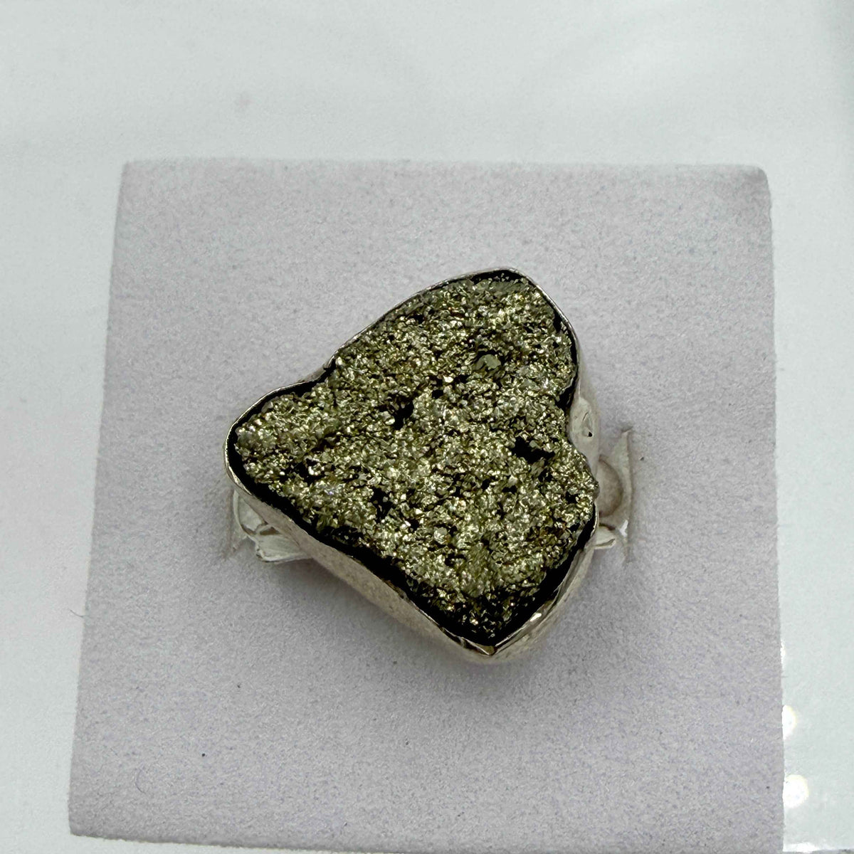 Sterling Silver Freeform Pyrite Ring – Size 8 – Protection, Confidence & Grounding by Sacred Crystals