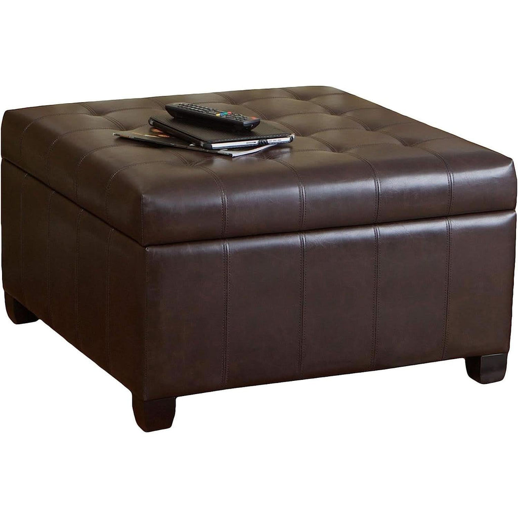 Marbled Brown Leather Storage Ottoman for Living Room by ShipItFurniture