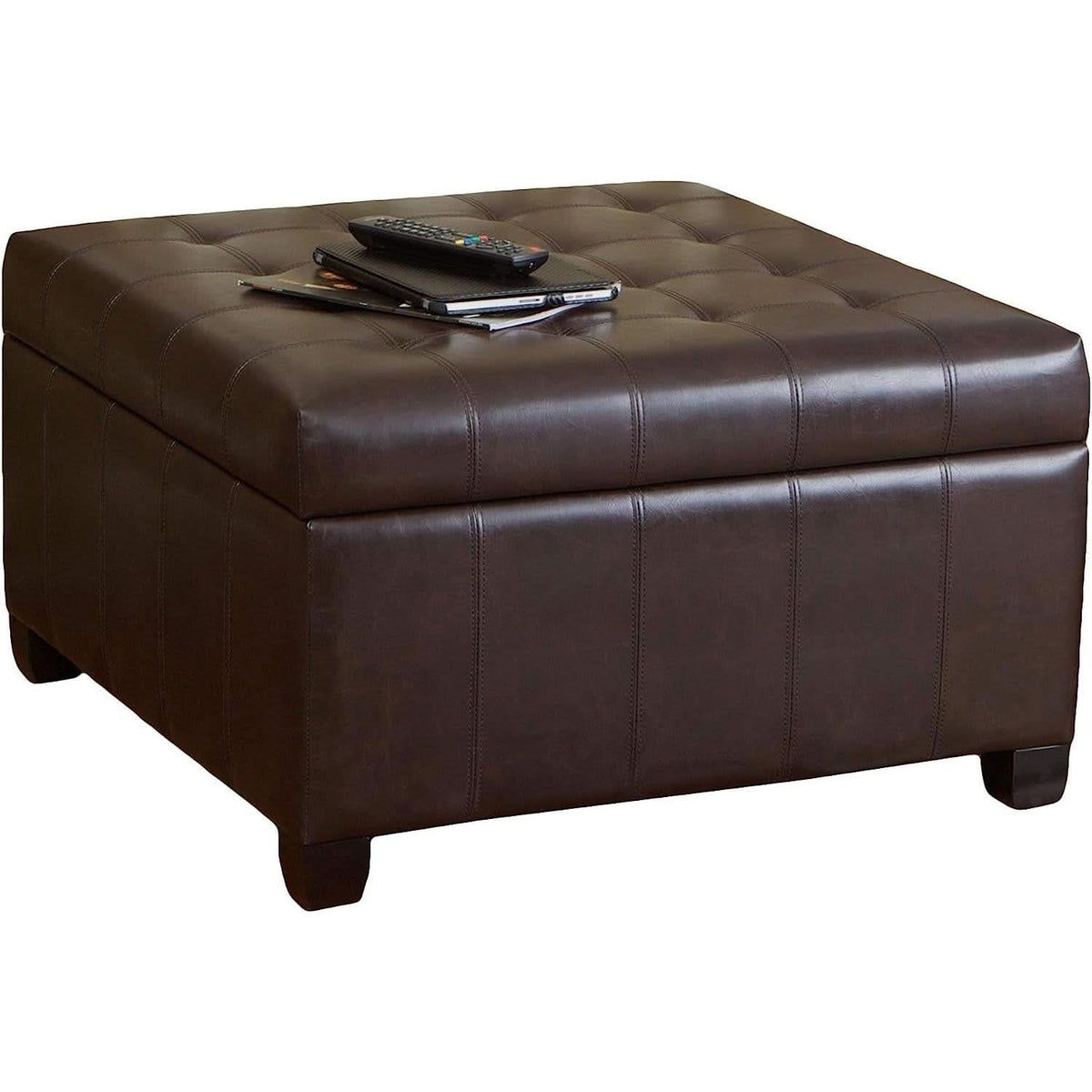 Marbled Brown Leather Storage Ottoman for Living Room by ShipItFurniture