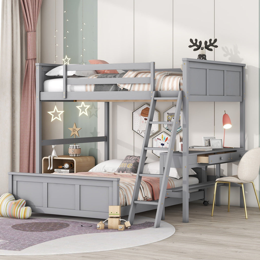 Full Over Full Bunk Bed With Desk by Unique Piece Furniture