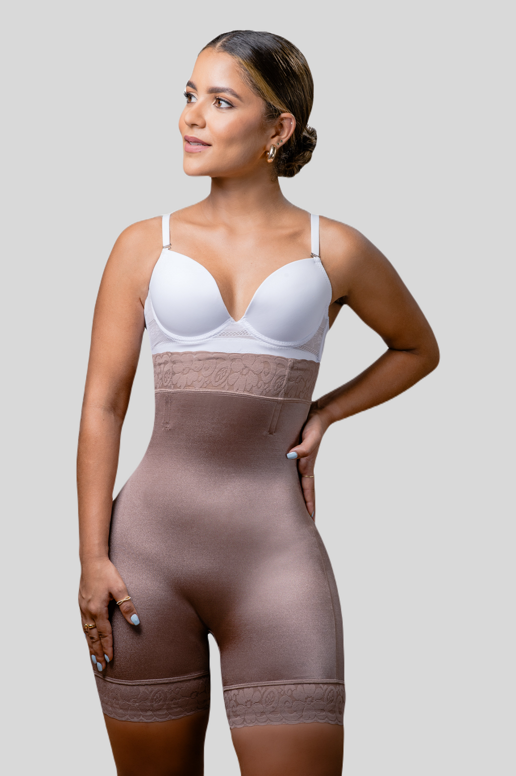 Underbust High Waist Lace Trim Shapewear Slip Shorts by Vedette Store