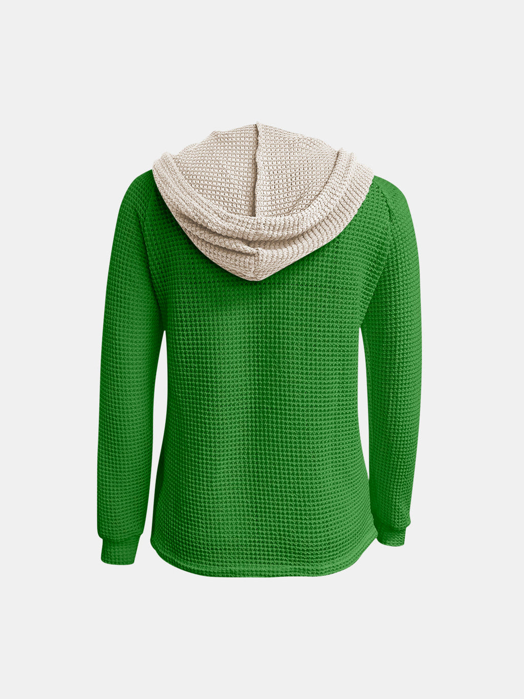 Full Size Waffle-Knit Contrast Long Sleeve Hoodie by Wild and Free Boutique