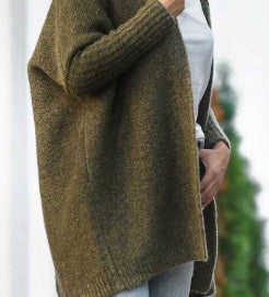 Fashion Bat Sleeve Hooded Cardigan Oversized Loose Temperament Solid Color Sweater Womens Clothing by Social Buzz eSIMs