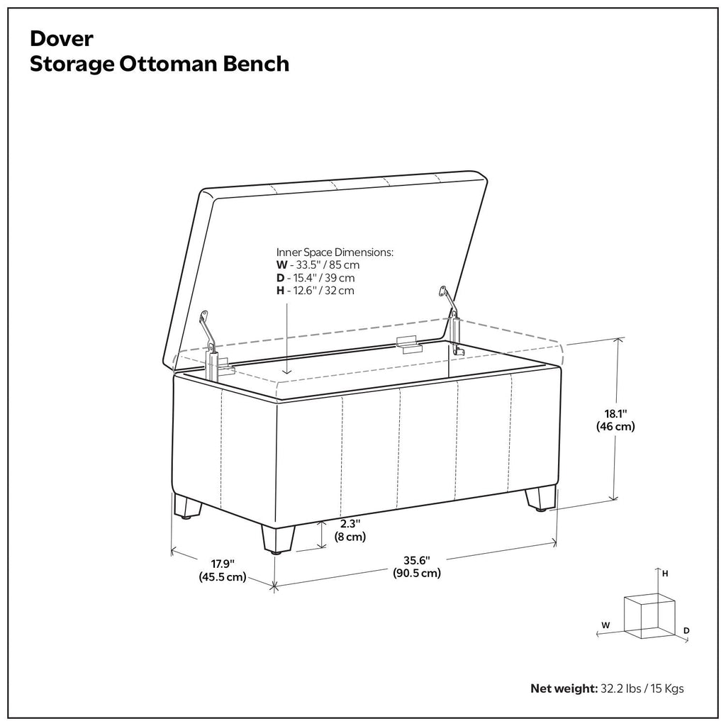 Dover - Storage Ottoman Bench - Distressed Brown by Unique Piece Furniture