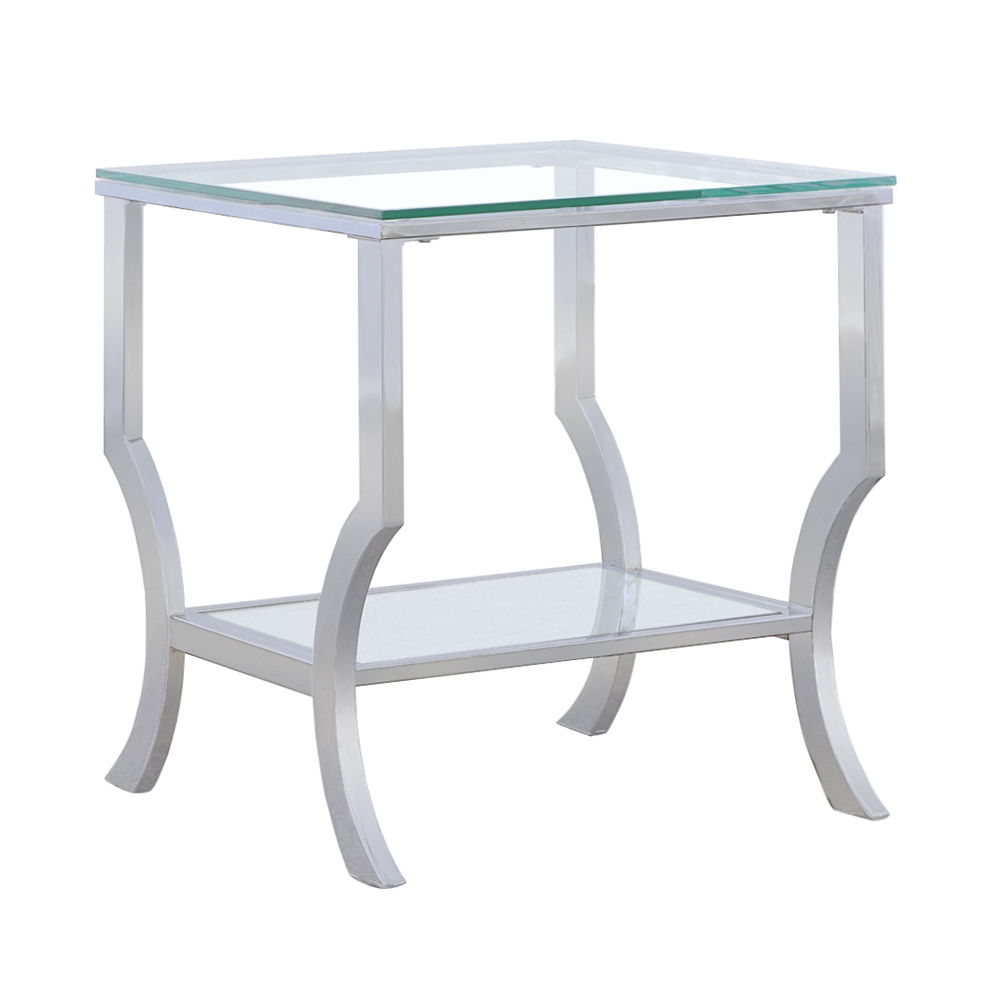 Saide Square Glass Top Side End Table Chrome by Unique Piece Furniture