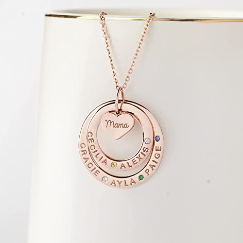 Grandma Necklace Birthstone, Grandkids Names Necklace, Nana Jewelry by Green Millie