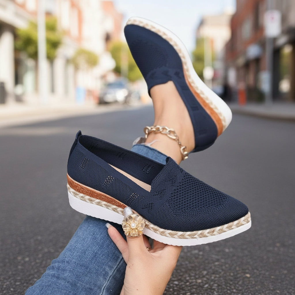 Women’s Woven Rope Platform Snakeskin Pointed-Toe Flats | Trendy Flats by FitiqueFit