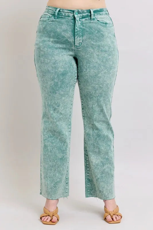Judy Blue Full Size High Waist Garment Dyed Raw Hem Dad Jean Plus Size by Wild and Free Boutique