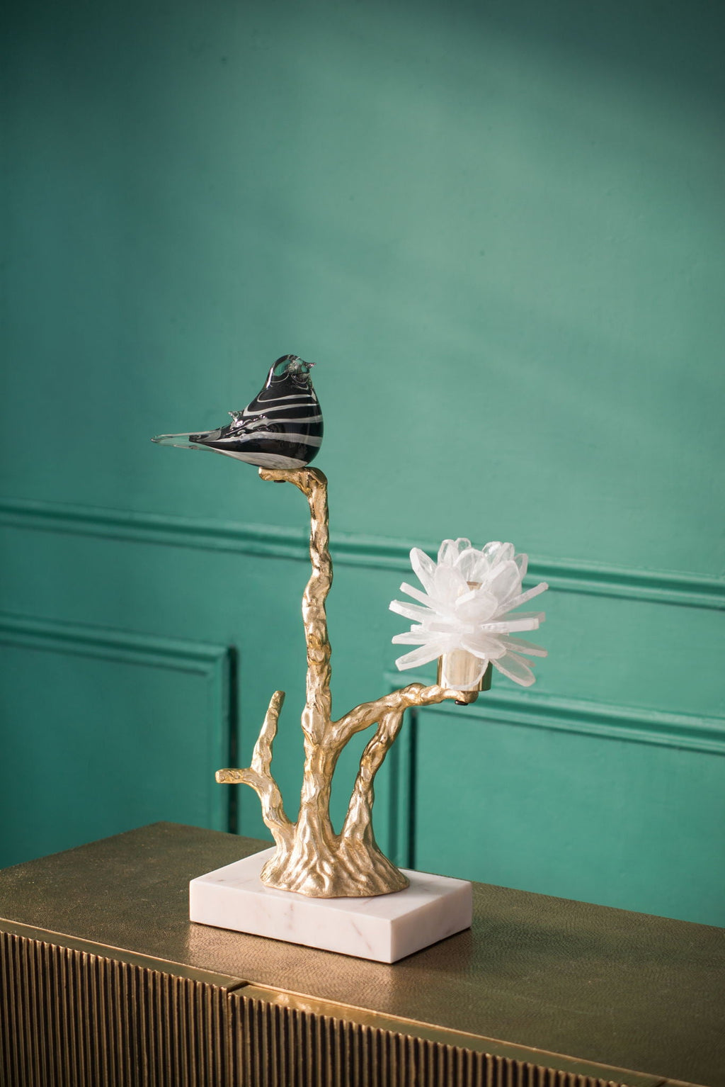 Aluminum Candle Holder With Marble Stand by Unique Piece Furniture