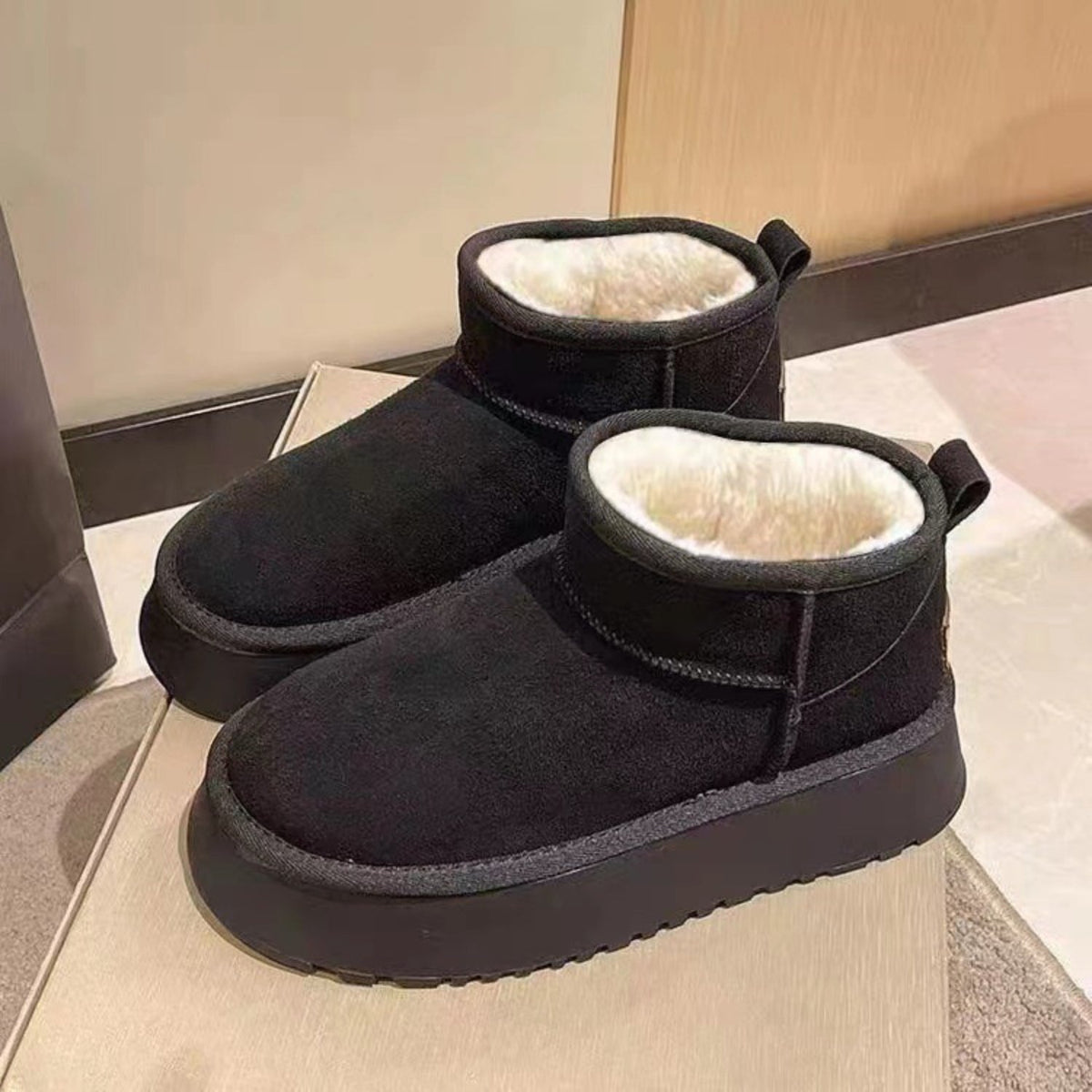 Fleece Lined Chunky Platform Mini Boots by Wild and Free Boutique