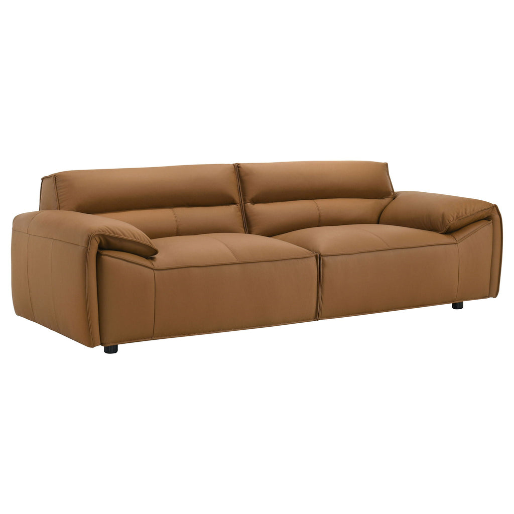 Buxton Top Grain Leather Upholstered Sofa Orange by Unique Piece Furniture