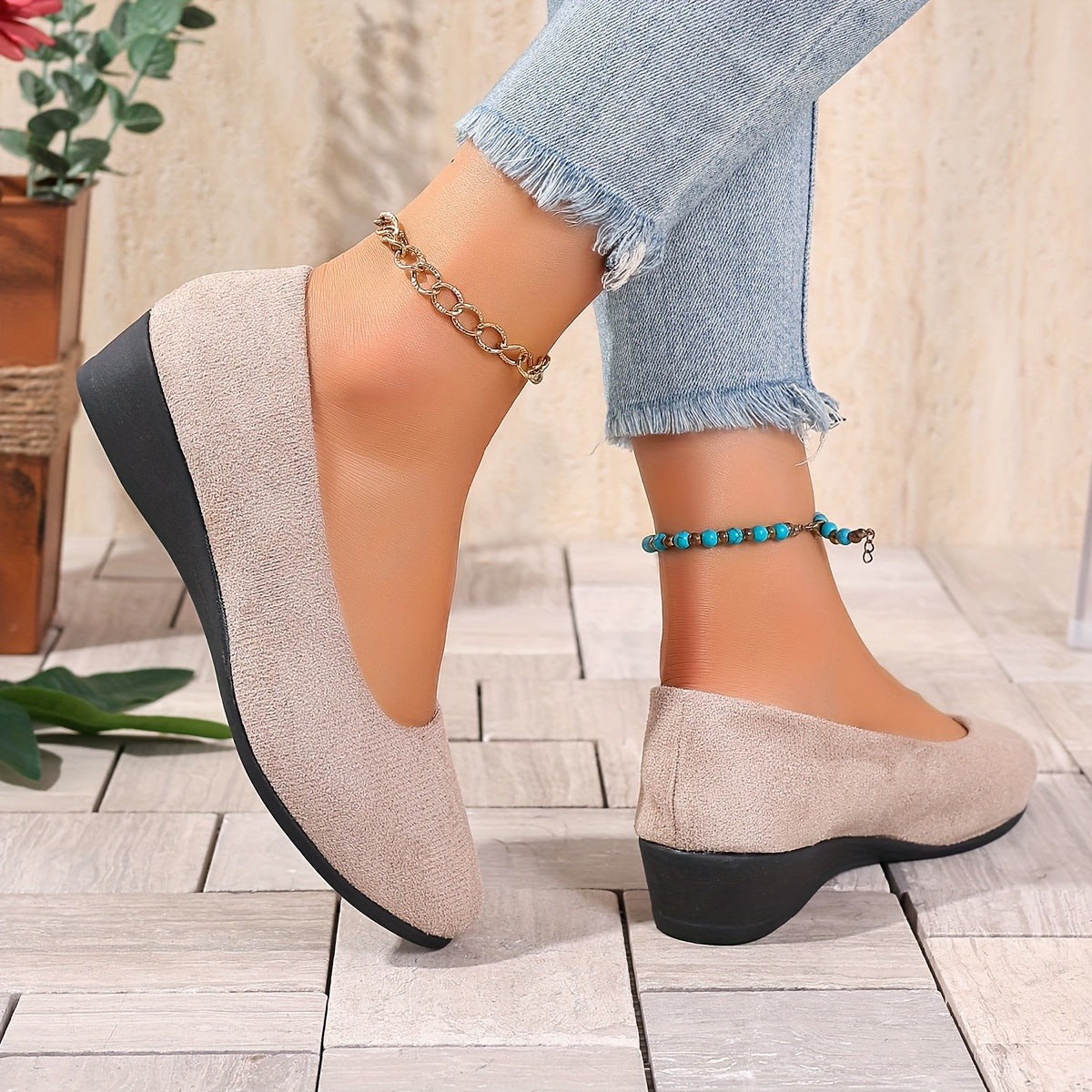 Elegant Low Heels Cushioned Non Slip Versatile Shoes by Trendy Attic Store01