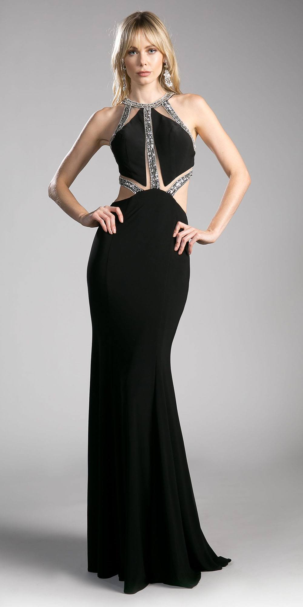 Cinderella Divine 62139 Beaded Cut Out Floor Length Dress by DiscountDressShop