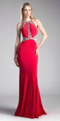 Cinderella Divine 62139 Beaded Cut Out Floor Length Dress by DiscountDressShop