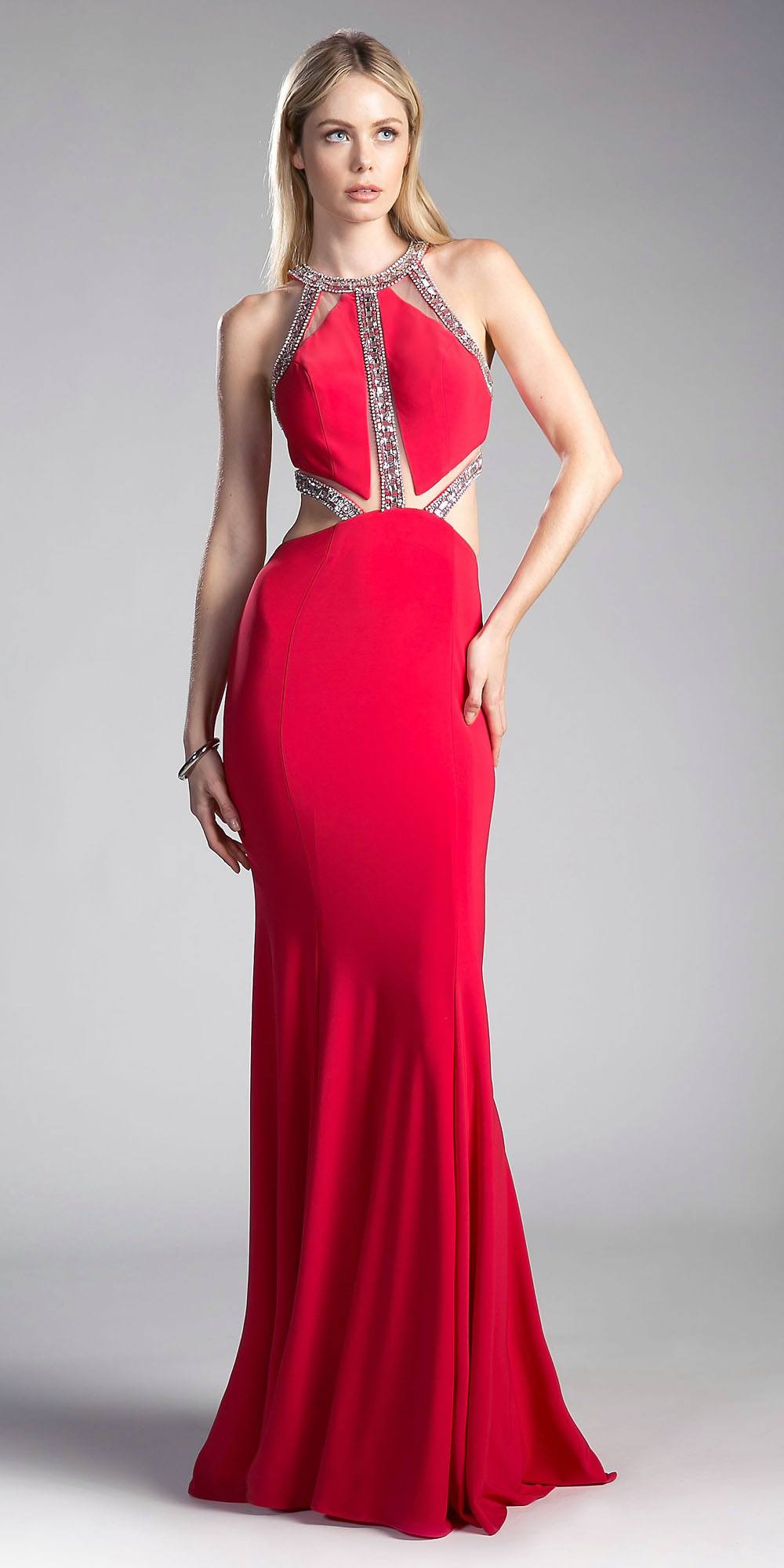 Cinderella Divine 62139 Beaded Cut Out Floor Length Dress by DiscountDressShop