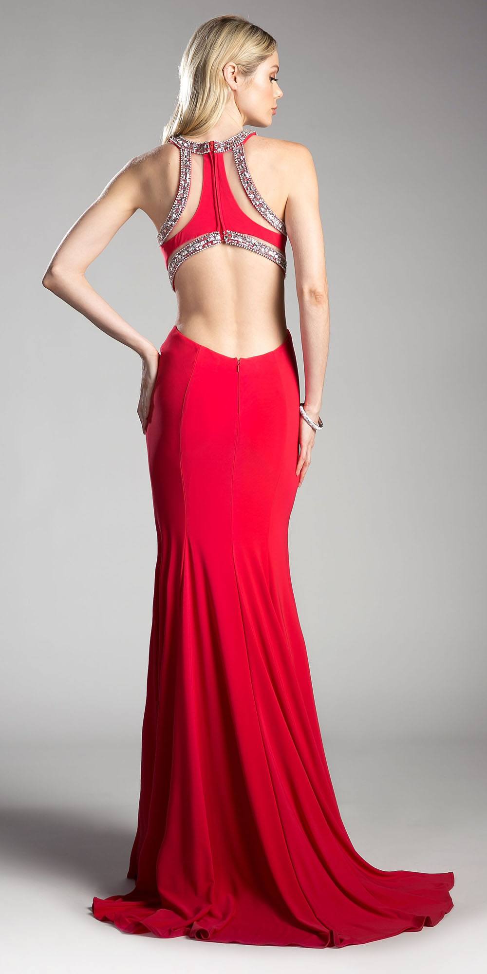 Cinderella Divine 62139 Beaded Cut Out Floor Length Dress by DiscountDressShop