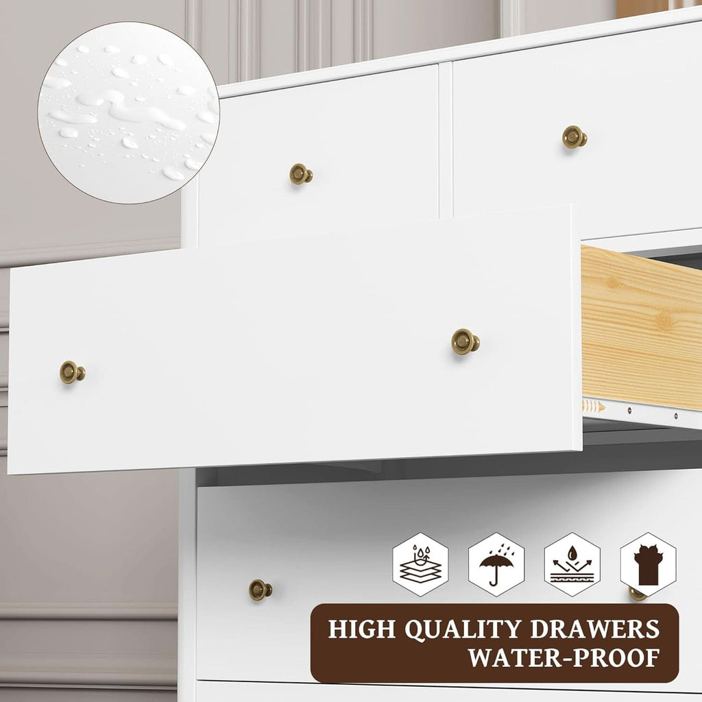 White Five Drawer Dresser For Bedroom Organization by ShipItFurniture