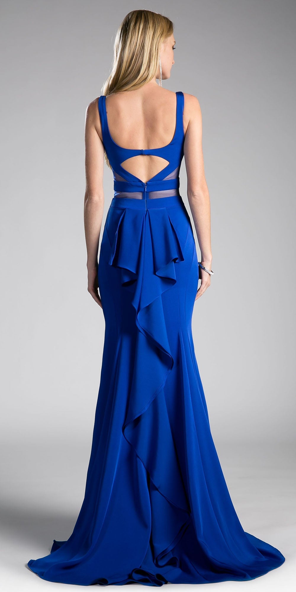 Cinderella Divine 62454 Fitted Jersey Dress Ruffled Cut Out Back by DiscountDressShop