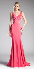 Cinderella Divine 62454 Fitted Jersey Dress Ruffled Cut Out Back by DiscountDressShop